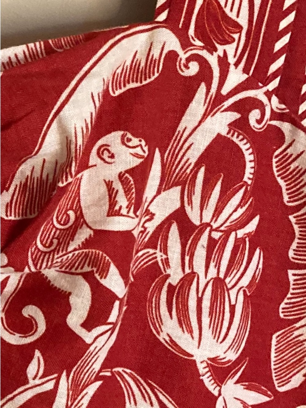NEW FARM Rio Red Guanacaste Belted Euroflax™ Romper Tropical Floral Linen Size L - Picture 6 of 15